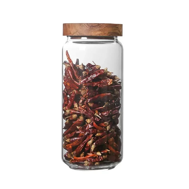 Modern Retro Glass Canister Set's with Airtight Wooden Lids