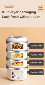Large Capacity Thermal Insulated Lunch Box – Stackable Bento Container with Hidden Cutlery Microwave Safe