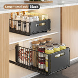 Carbon Steel Pull-Out Folding Cabinet Storage Rack – Double Layer, Heavy-Duty