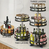 360° Rotating Carbon Steel Spice Rack Organizer – Adjustable Multi-Layer with Suction Cups