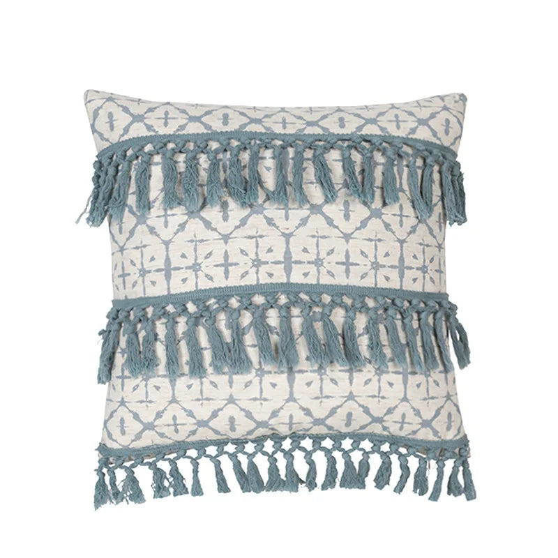 Boho Vintage Linen Pillow Case – Light Blue 45X45cm and 30x50cm