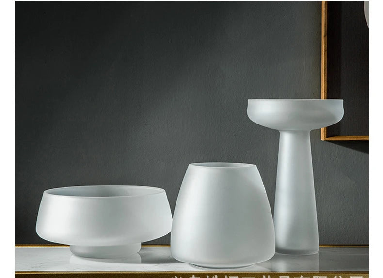 Luxury Frosted Glass Hydroponic Vase – Coffee & Frosted Elegance