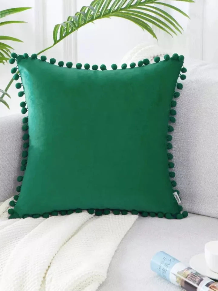 Velvet Cushioncover pillowslip with Ball Soft Decorative Cushion Home Decor for Sofa Set