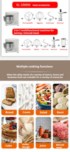 10L Chef Stainless Steel Electric Mixer – 1500W High Power with 6L Bowl & Splash-Proof Cover