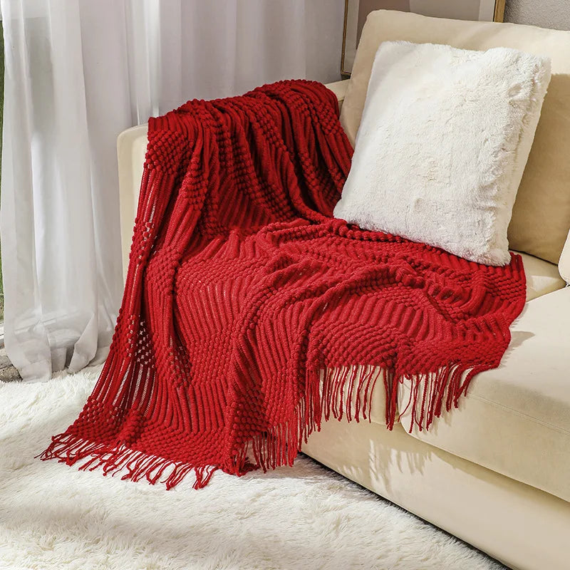 Bohemian/ Country Knitted Weave Blanket Throw –in various colors and sizes
