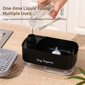 Press Type Kitchen Manual Soap Dispenser Hand Hand Pump Leak-Proof Detergent Dispenser with Sponge Holder Cleaning Tool