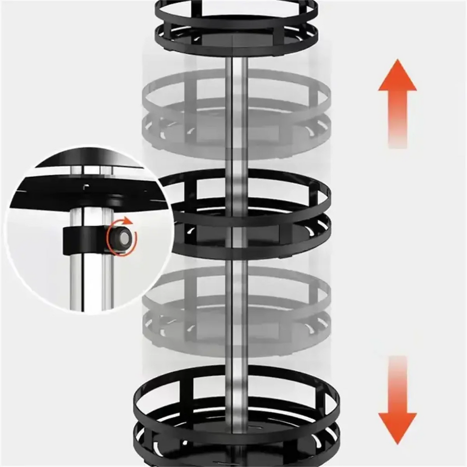 360° Rotating Carbon Steel Spice Rack Organizer – Adjustable Multi-Layer with Suction Cups