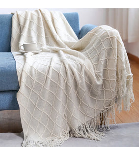 Bohemian/ Country Knitted Weave Blanket Throw –in various colors and sizes
