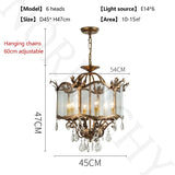American Retro Style Dining Room Chandelier French Candle Crystal Pendant Lights For Bedroom Living LED Lighting Lamp Home Decor