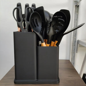 19-Piece Silicone Kitchen Utensils & Knife Set with Chopping Board