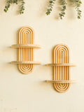 Geometric Wall Mounted Wooden  Shelves Natural Wood Finish