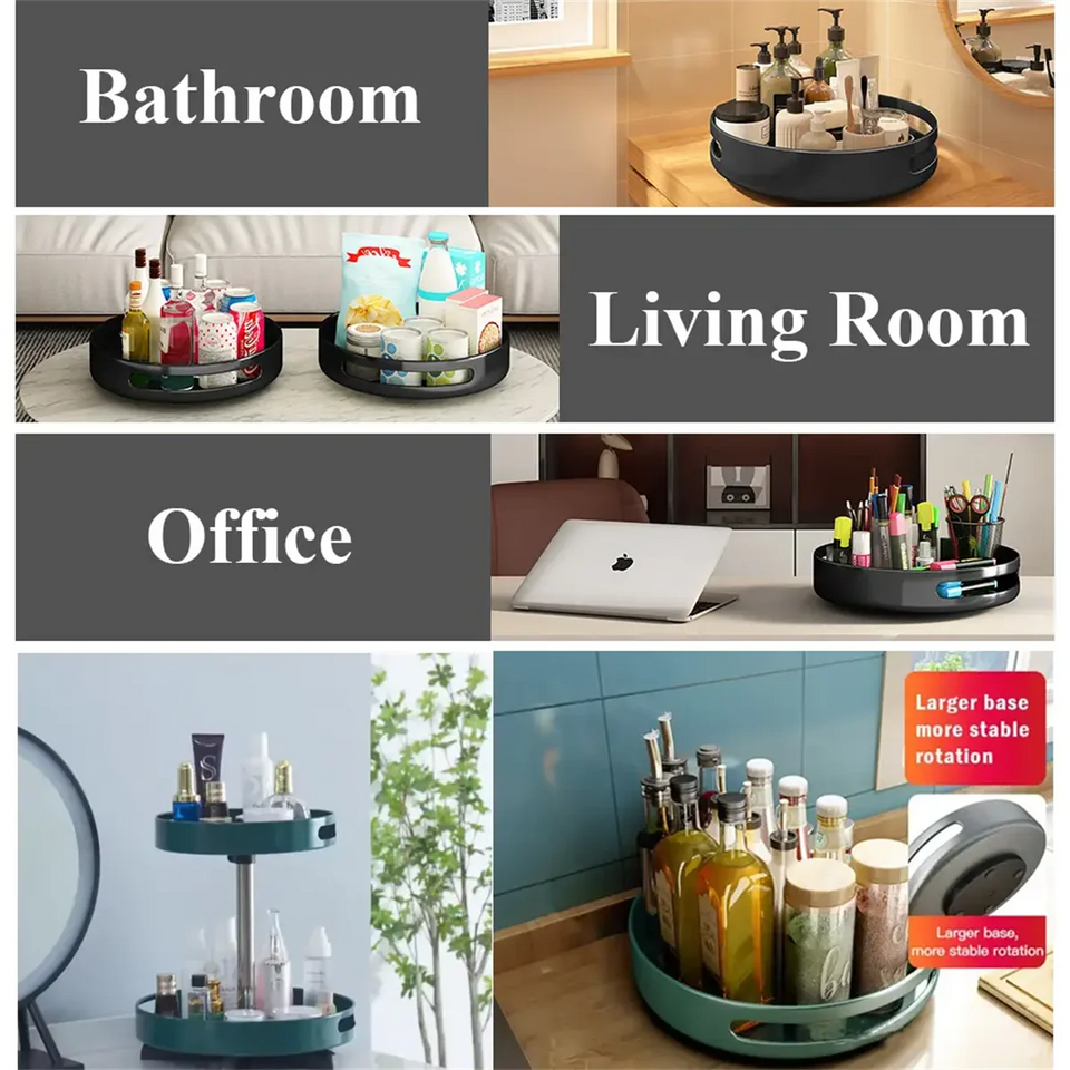 360° Rotating Carbon Steel Spice Rack Organizer – Adjustable Multi-Layer with Suction Cups