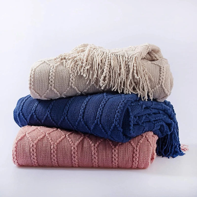 Bohemian/ Country Knitted Weave Blanket Throw –in various colors and sizes