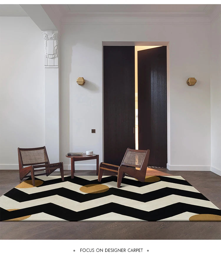 French Retro Art Deco Minimalist Plush Area Rug
