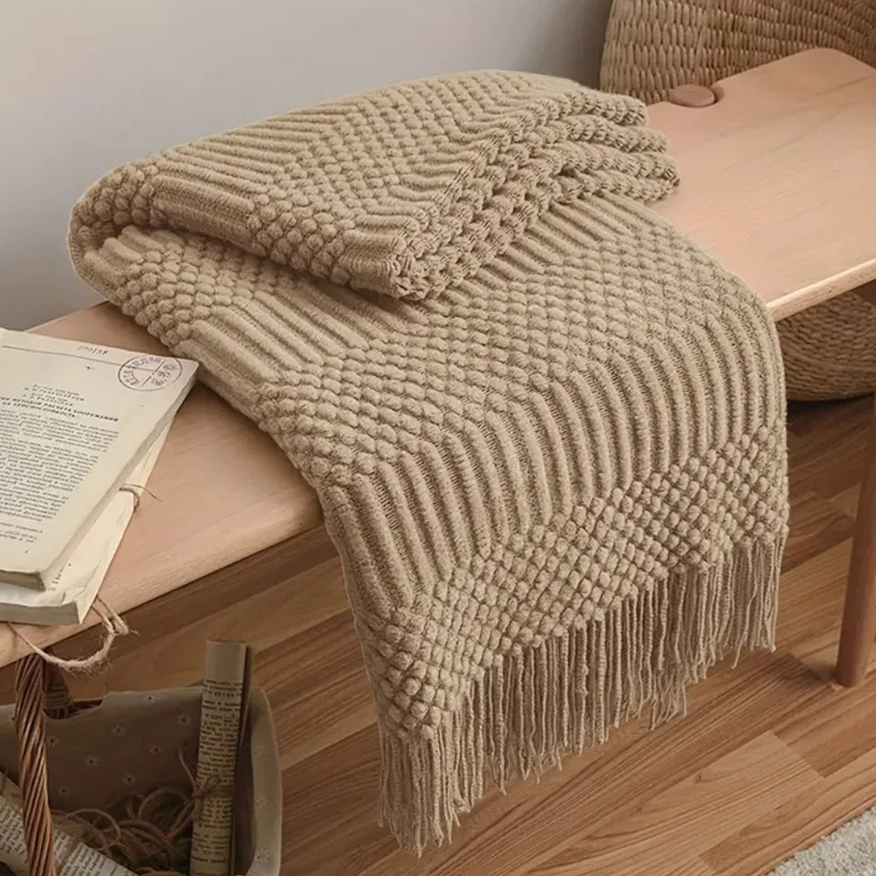 Bohemian/ Country Knitted Weave Blanket Throw –in various colors and sizes