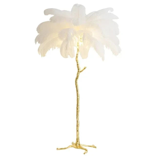 Modern Luxury Ostrich Feather Floor Lamp – Elegant Statement Piece