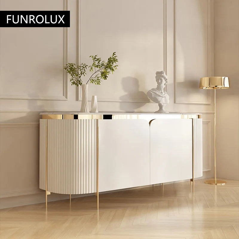 Timeless Marble & Gold Trim Sideboard Cabinet