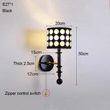Luxury Mid-Century Art Deco Fabric Wall Sconce – Black & White Elegance