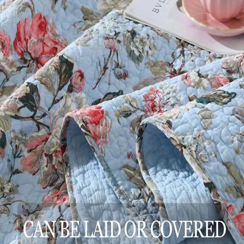 Luxury 500TC Pure Egyptian Cotton Boho Vintage Floral Reversible Bedcover Quilt Set – 3-Piece King & Queen Fit WHIMSICAL HOME OF CREATIONS