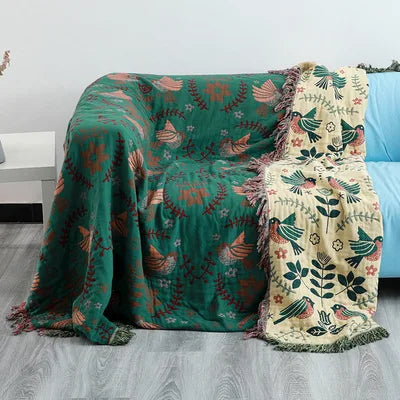 Bohemian Vintage Cotton Tassel Throw – Stylish & Cozy Accent for Couch or Bed