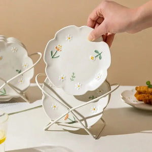 Set of 4 – 6 Inch Ceramic Dessert Plates with Vintage Floral Charm