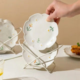 Set of 4 – 6 Inch Ceramic Dessert Plates with Vintage Floral Charm