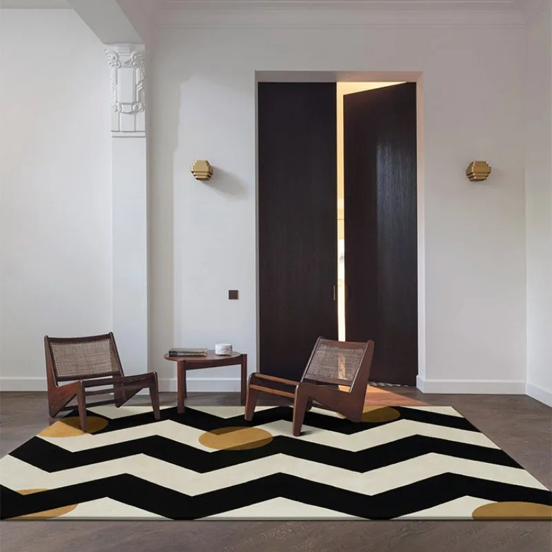 French Retro Art Deco Minimalist Plush Area Rug