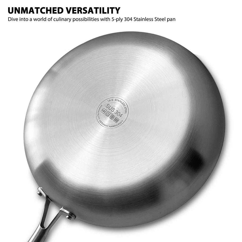 5-Ply 304 Stainless Steel Frying Pan – Multi-Layer Non-Stick Cookware for Gas & Induction Stovetops WHIMSICAL HOME OF CREATIONS