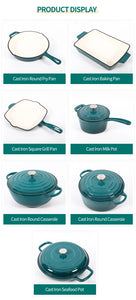 7-Piece High-Grade Cast Iron Non-Stick Cookware Set – French Retro Elegance