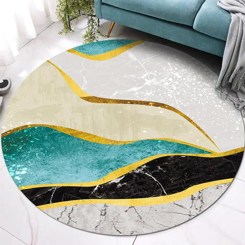 Simple Retro Nordic Round Luxury Rug – Bright Green Hues