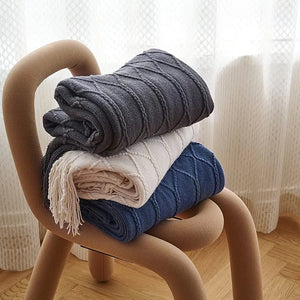 Bohemian/ Country Knitted Weave Blanket Throw –in various colors and sizes