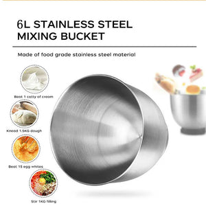 10L Chef Stainless Steel Electric Mixer – 1500W High Power with 6L Bowl & Splash-Proof Cover