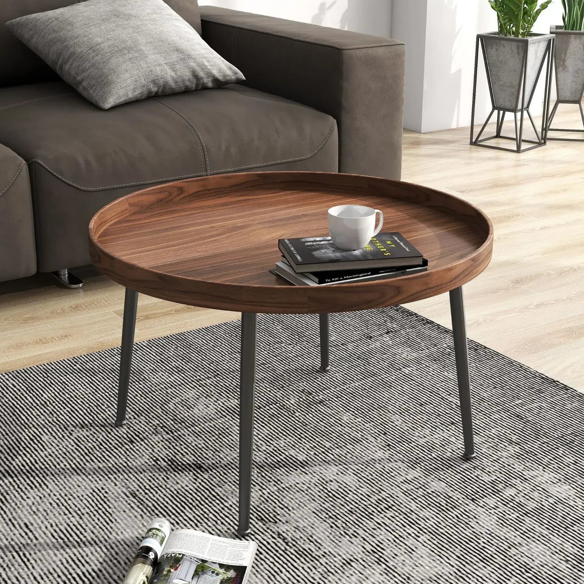 Hout Ronde Koffietafel Stel - Moderne Nestafels
