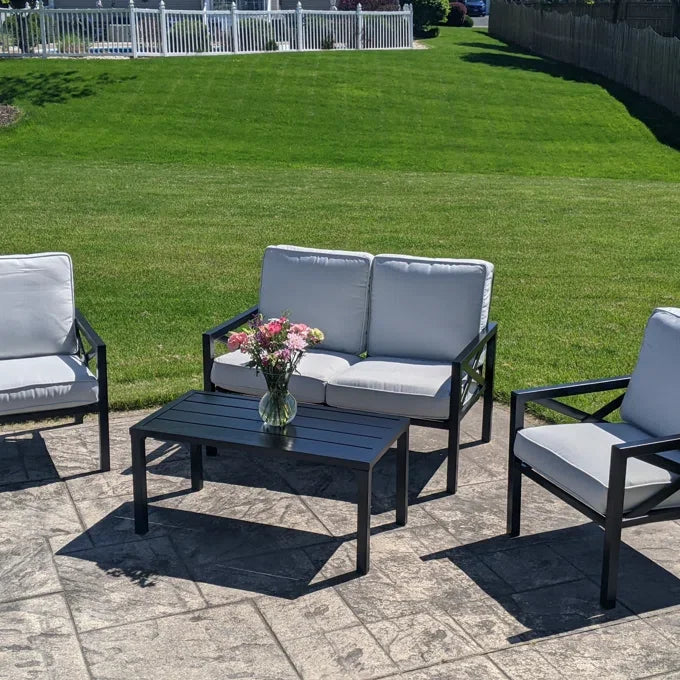Luxury Hamptons Style Outdoor Crossback 4-Piece Patio Set – Timeless Elegance with Premium Comfort & Durability