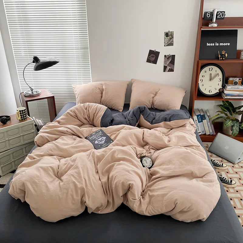 Luxury 100% Pure Linen-Cotton Twill Bed Sheet Set with Duvet Cover & Pillowcases – Soft, Durable, Breathable WHIMSICAL HOME OF CREATIONS