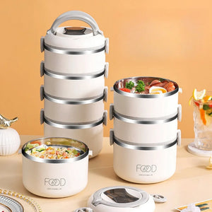 Large Capacity Thermal Insulated Lunch Box – Stackable Bento Container with Hidden Cutlery Microwave Safe