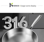 316 Stainless Steel Frying Pan 20 cm – Non-Stick Multi-Layer Cookware for Home & Professional Chefs WHIMSICAL HOME OF CREATIONS