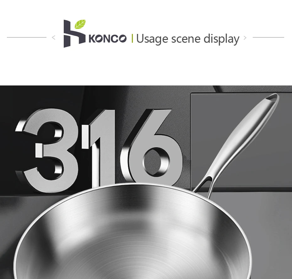 316 Stainless Steel Frying Pan 20 cm – Non-Stick Multi-Layer Cookware for Home & Professional Chefs WHIMSICAL HOME OF CREATIONS