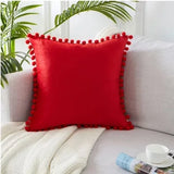 Velvet Cushioncover pillowslip with Ball Soft Decorative Cushion Home Decor for Sofa Set