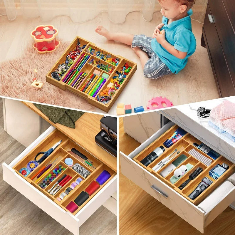 Adjustable Bamboo Cutlery Drawer Organiser – Smart & Stylish Storage