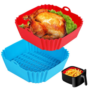 Say goodbye to sticky-burnt food. Silicone Reusable Air Fryer Tray Moulds