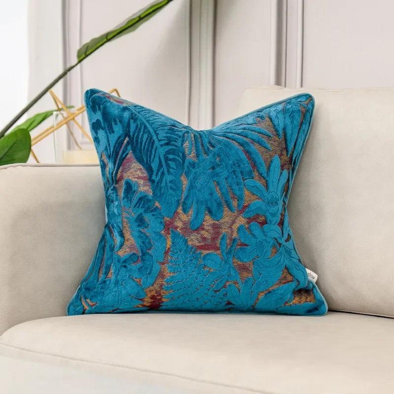 Luxury Blue Velvet Cushion Cover Collection – Tropical, Geometric & Botanical Designer Throw Pillows