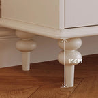 Luxury French Retro Sideboard Buffet Cabinet – Handcrafted Solid Wood with Begonia Glass & Designer Fretwork