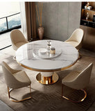 Luxury Round Marble Dining Table with Gold Frame 6-10 people