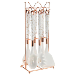 8-Piece Heat-Resistant Silicone Kitchenware Set with Storage Rack