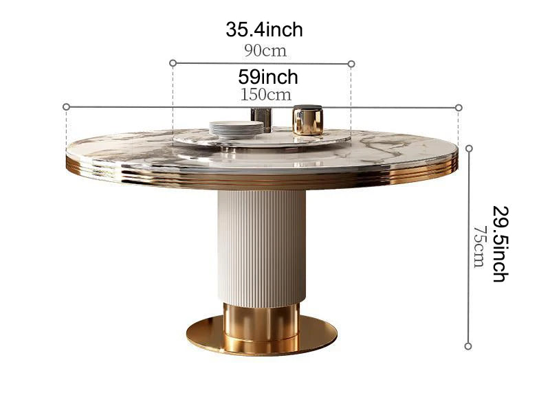 Luxury Round Marble Dining Table with Gold Frame 6-10 people