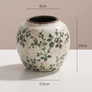 Ice Crackle Ceramic Vases – Vintage-Inspired with Green Accents