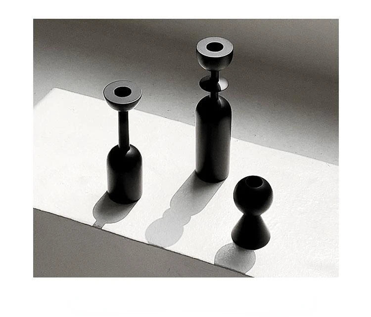 Geometric Black Wooden Candle Holder – Stylish & Highly Popular Room Accent