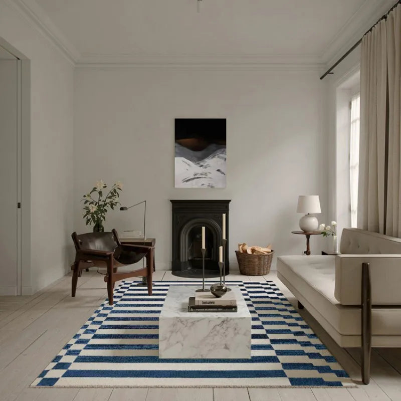 French Retro Art Deco Minimalist Plush Area Rug