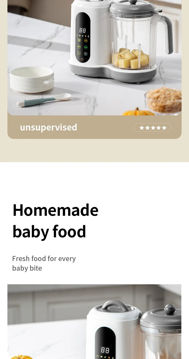 Multi-Functional Baby Food Maker – Steamer, Puree Blender & Milk Warmer with Temperature Display WHIMSICAL HOME OF CREATIONS